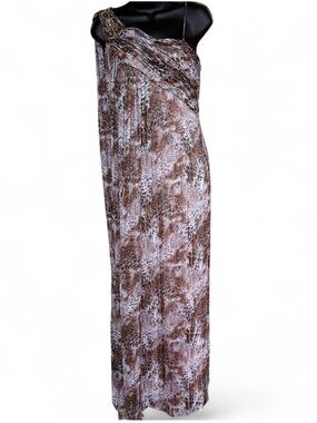 Women's Brown Patterned Maxi Dress